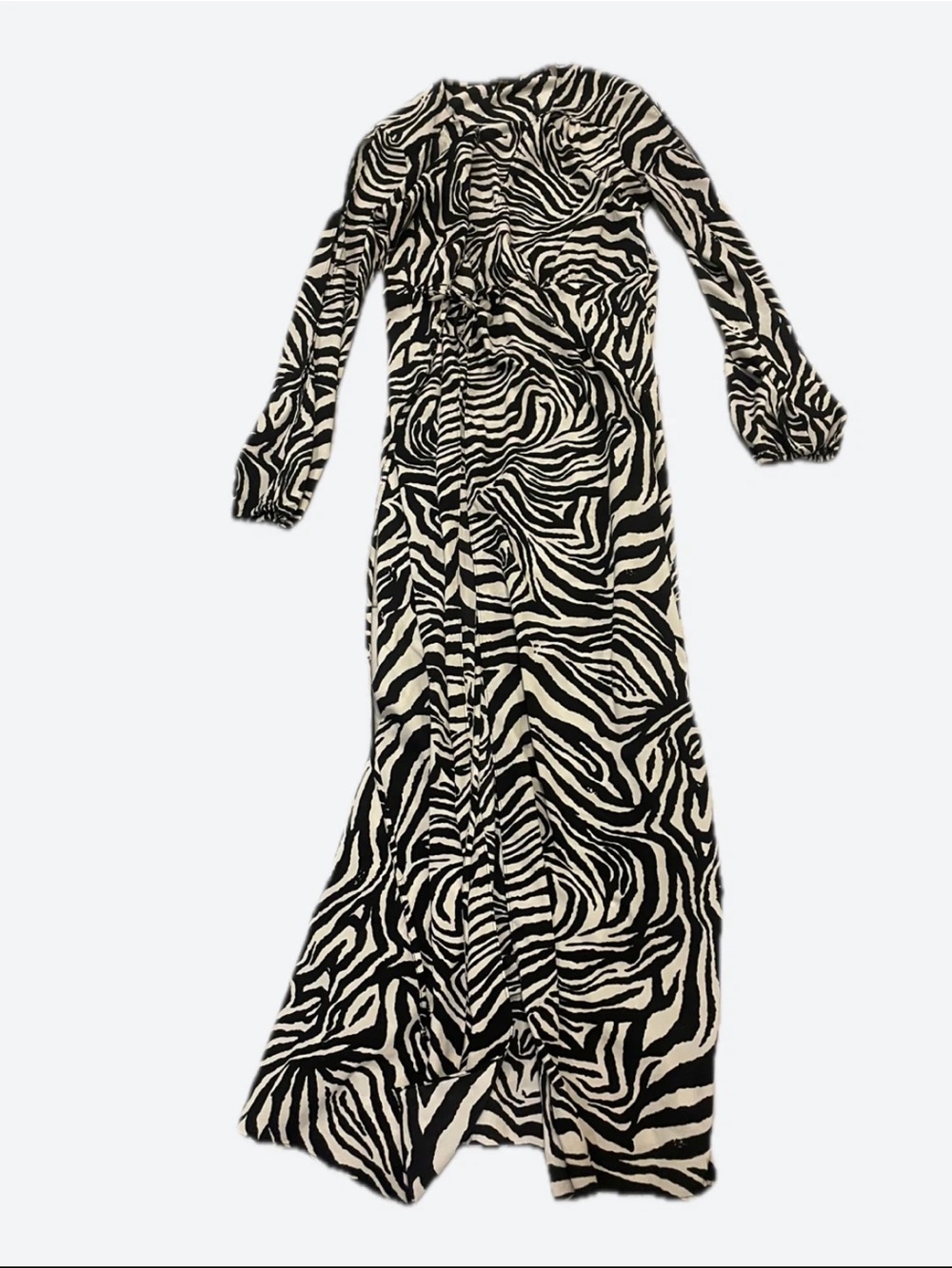 Women's Black & White Zebra Print Wrap Dress